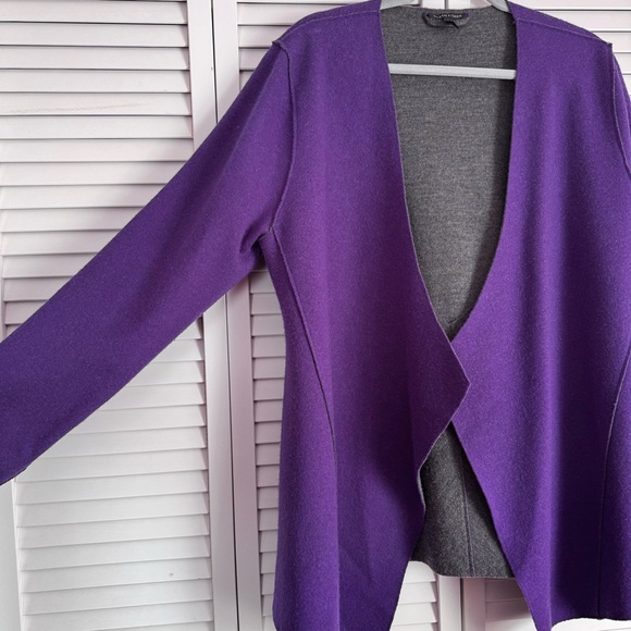 Eileen Fisher Merino Wool Felted Open Front Cardigan Sweater Purple Gray Large - Picture 3 of 7